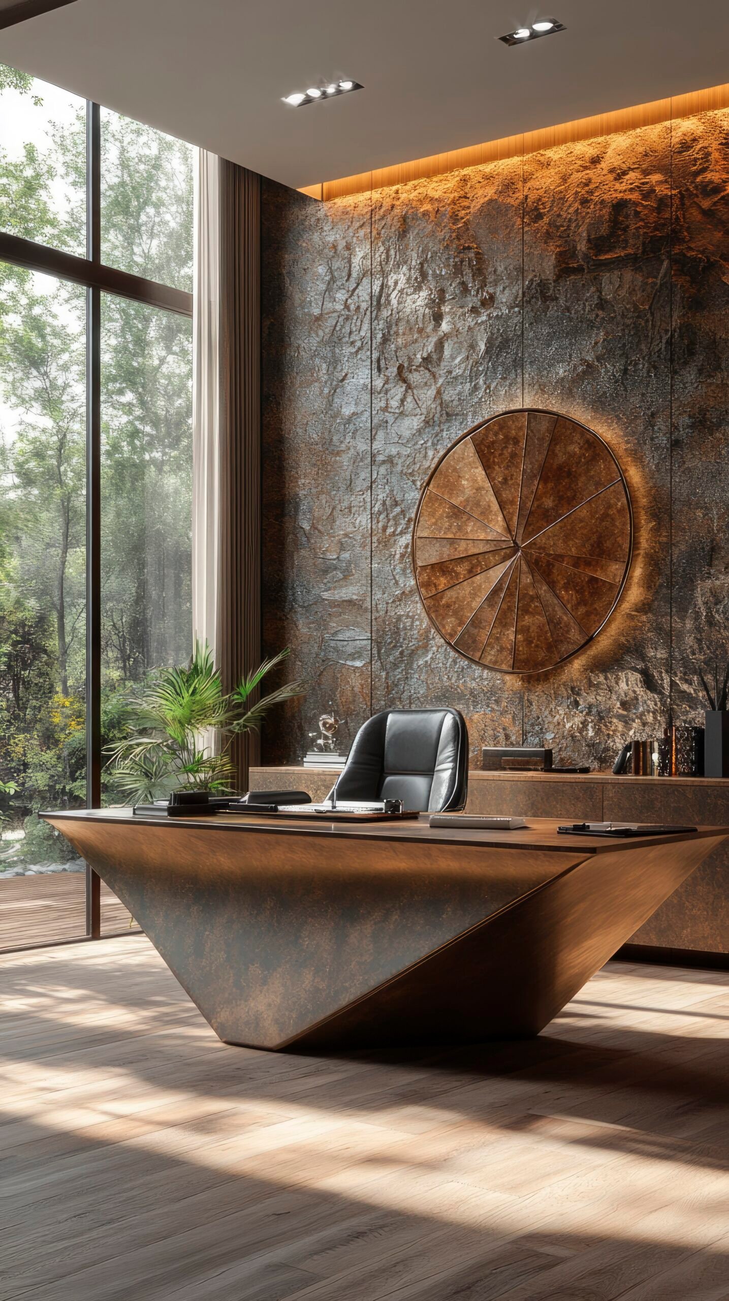 vue d un espace de travail moderne et futuriste avec des meubles